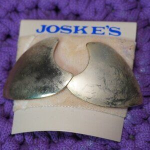 Joskes Womens Silverish Goldish Abstract Shield Shaped Metal Vintage Earrings